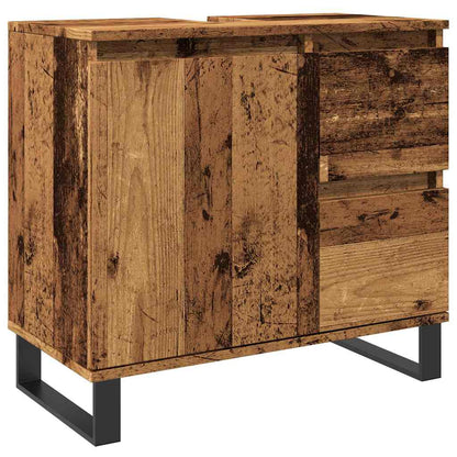 Badkamerkast 65x33x60 cm bewerkt hout oud houtkleurig