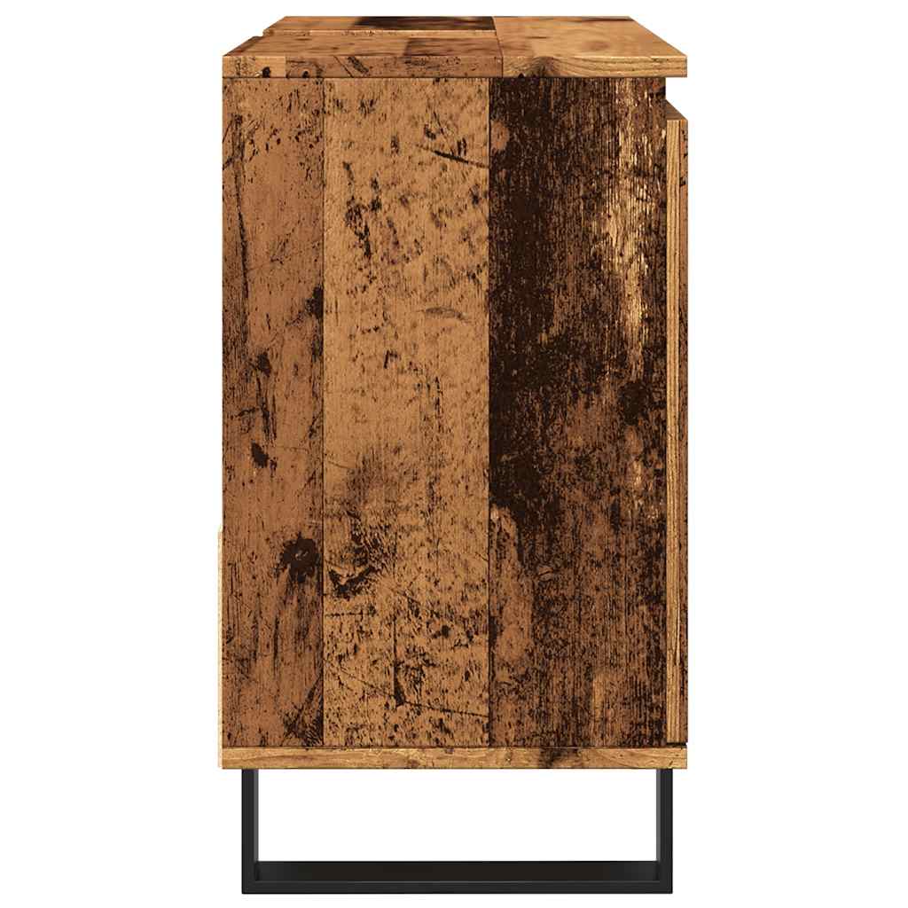 Badkamerkast 65x33x60 cm bewerkt hout oud houtkleurig