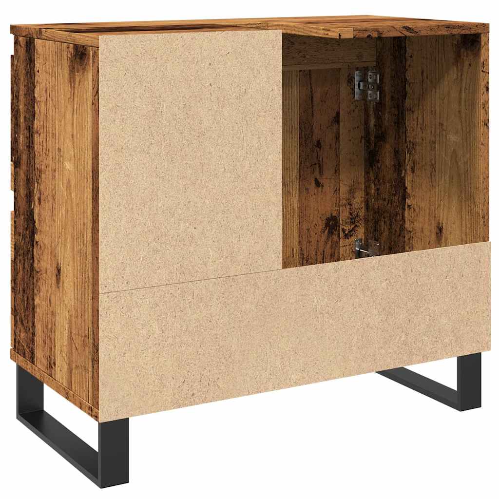 Badkamerkast 65x33x60 cm bewerkt hout oud houtkleurig