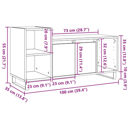 Tv-meubel 100x35x55 cm bewerkt hout oud houtkleurig