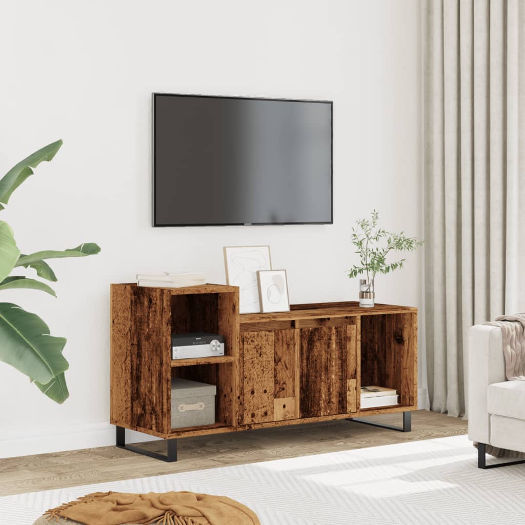 Tv-meubel 100x35x55 cm bewerkt hout oud houtkleurig