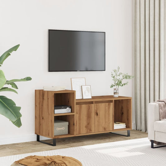 Tv-meubel 100x35x55 cm bewerkt hout artisanaal eikenkleur