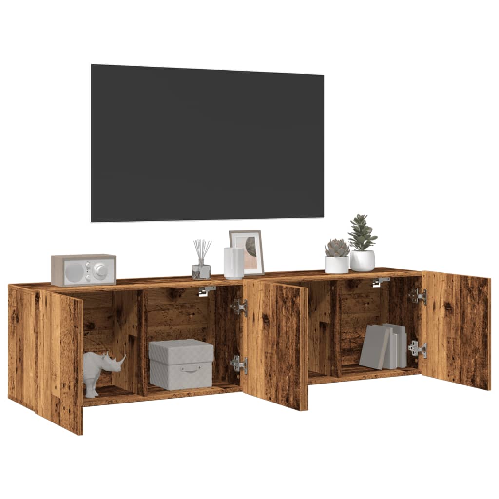 Tv-meubels 2 st wandgemonteerd 80x30x41 cm oud houtkleurig