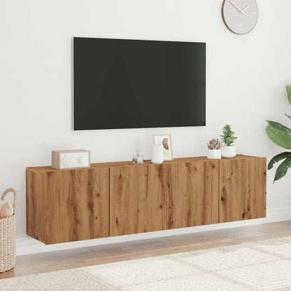 Tv-meubels 2 st wandgemonteerd 80x30x41cm artisanaal eikenkleur