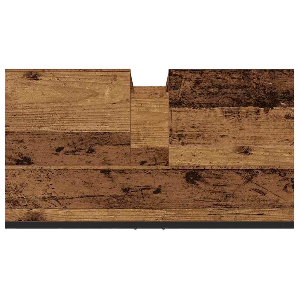 Wastafelkast 60x30x60 cm bewerkt hout oud houtkleurig