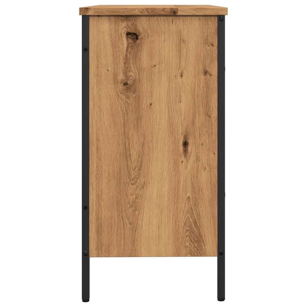 Wastafelkast 80x30x60 cm bewerkt hout artisanaal eikenkleurig