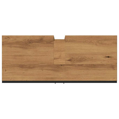 Wastafelkast 80x30x60 cm bewerkt hout artisanaal eikenkleurig