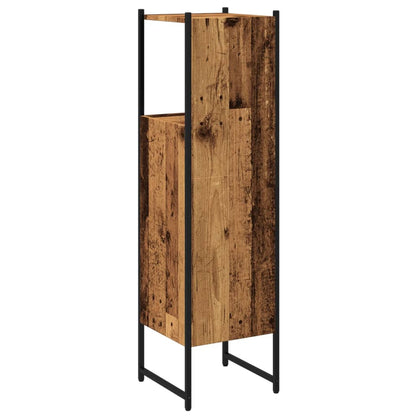 Badkamerkast 33x33x120,5 cm bewerkt hout oud houtkleurig