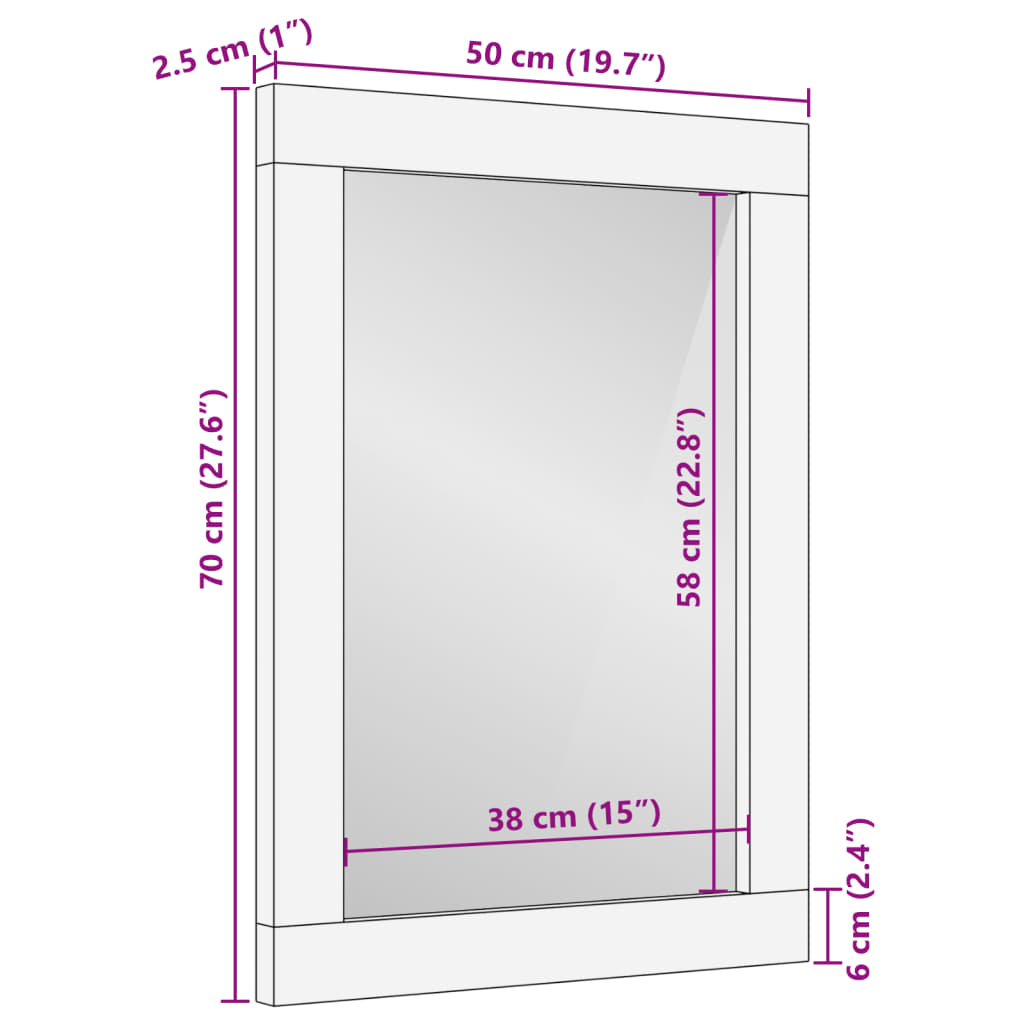 Badkamerspiegel 50x70x2,5 cm bewerkt hout en messing zwart