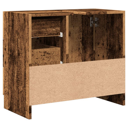 Wastafelkast 63x30x54 cm bewerkt hout oud houtkleurig