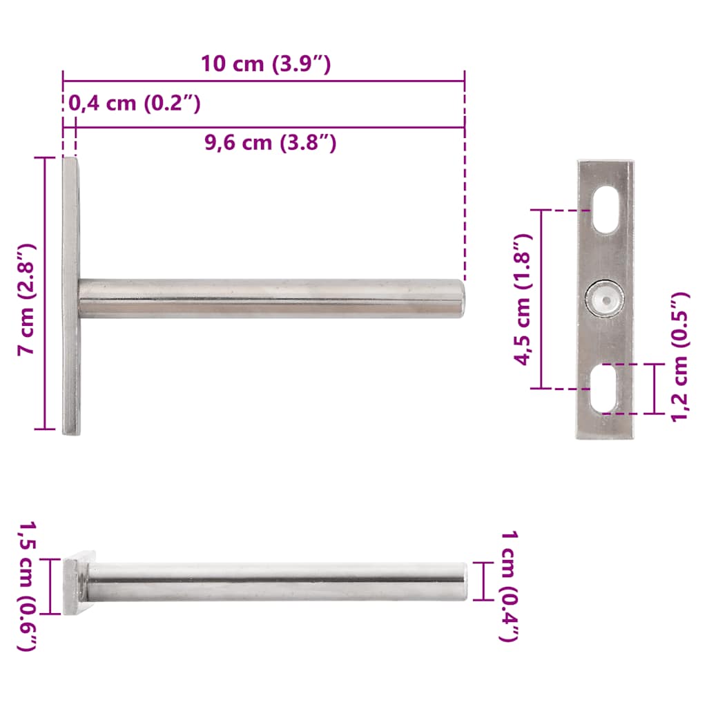 Zwevende plankdragers 12st onzichtbaar Ø10x100 mm koolstofstaal