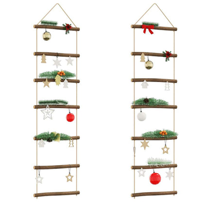 Wanddecoraties laddervormig 2 st 30x100 cm naturel tak