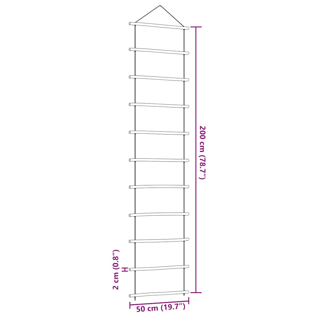 Wanddecoratie laddervormig 50x200 cm naturel tak