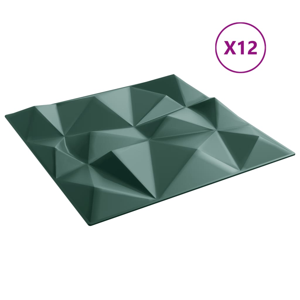 12 st Wandpanelen diamant 3 m² 50x50 cm XPS groen