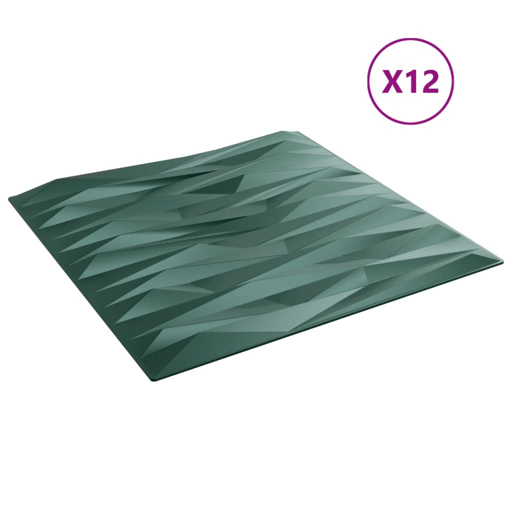 12 st Wandpanelen steen 3 m² 50x50 cm XPS groen