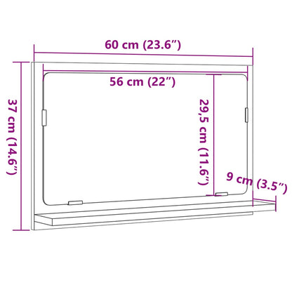 Badkamerspiegelkast 60x11x37 cm bewerkt hout sonoma eikenkleur