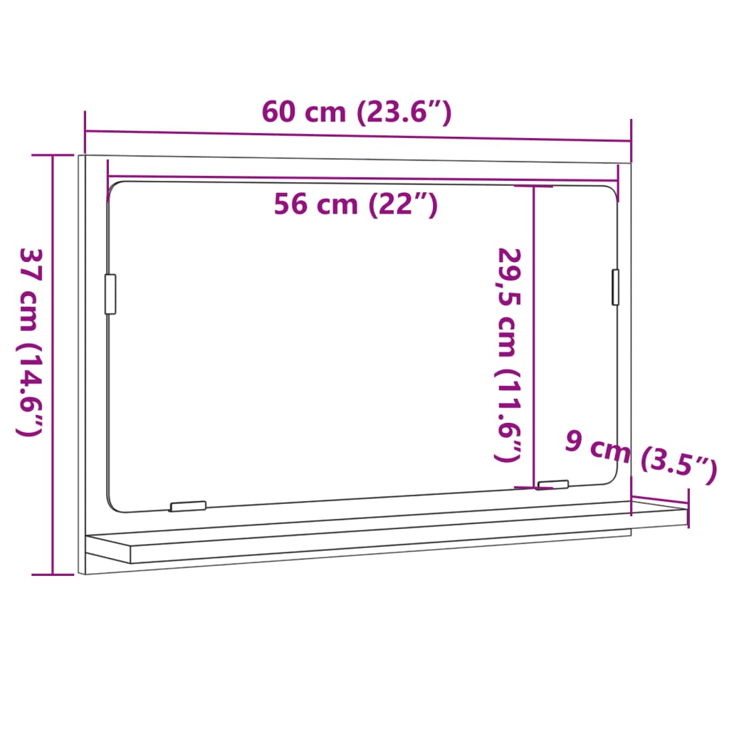 Badkamerspiegelkast 60x11x37 cm bewerkt hout artisanaal eiken