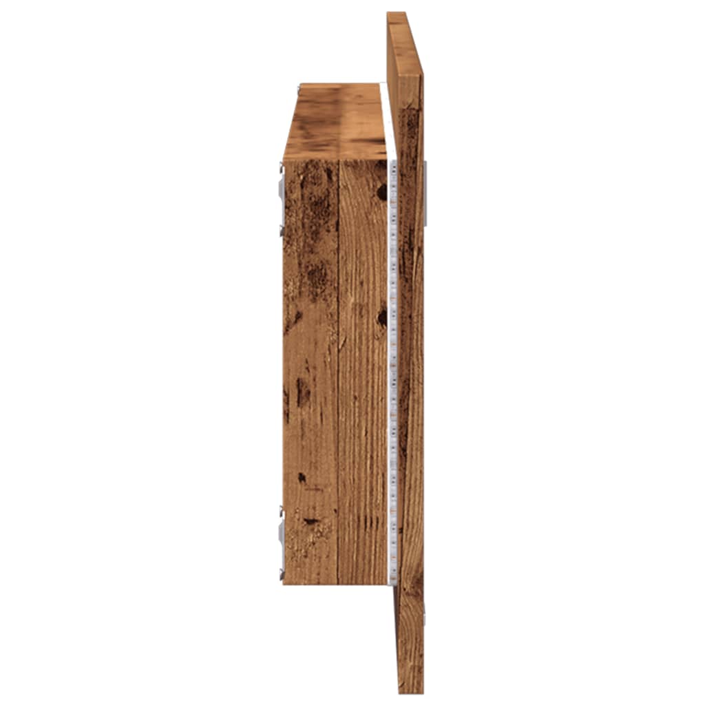 Badkamerspiegel met LED 100x8,5x37 cm bewerkt hout oud hout