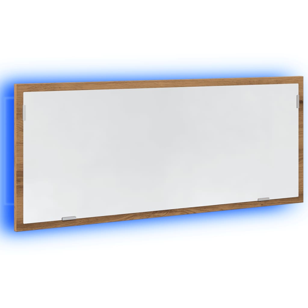 Badkamerspiegel LED 100x8,5x37 cm bewerkt hout artisanaal eiken