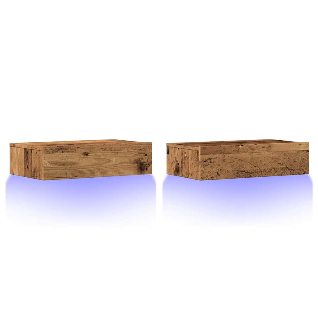 Tv-meubels met LED-verlichting 2 st 60x35x15,5 cm oud hout