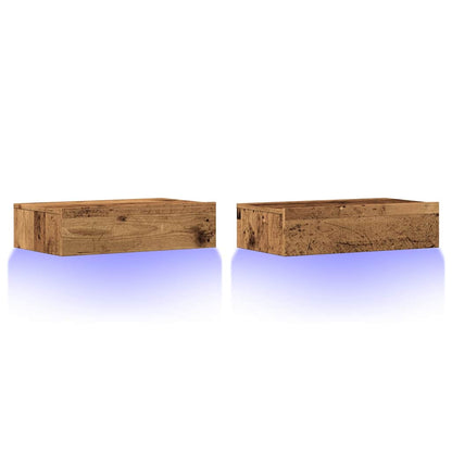 Tv-meubels met LED-verlichting 2 st 60x35x15,5 cm oud hout