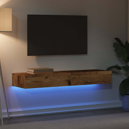 Tv-meubels met LED-verlichting 2 st 60x35x15,5 cm oud hout