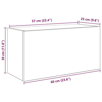 Badkamerwandkast 60x25x30 cm bewerkt hout zwart