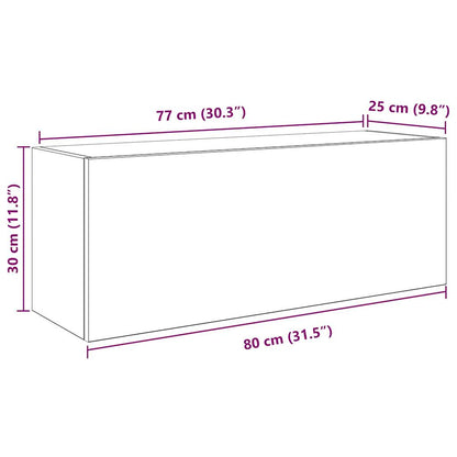 Badkamerwandkast 80x25x30 cm bewerkt hout betongrijs