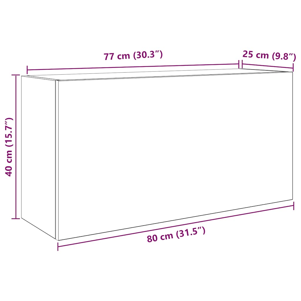 Badkamerwandkast 80x25x40 cm bewerkt hout betongrijs