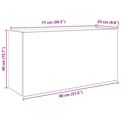 Badkamerwandkast 80x25x40 cm bewerkt hout betongrijs