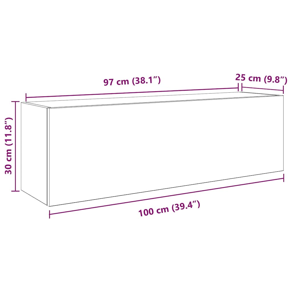 Badkamerwandkast 100x25x30 cm bewerkt hout betongrijs