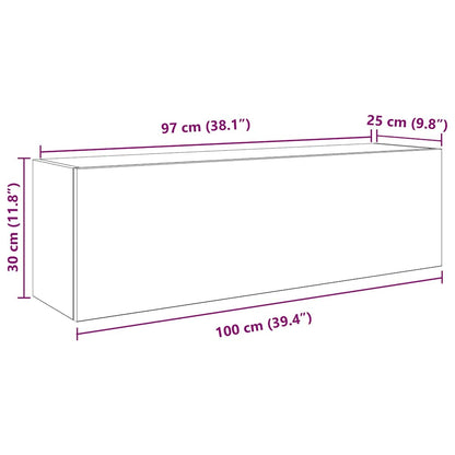 Badkamerwandkast 100x25x30 cm bewerkt hout betongrijs