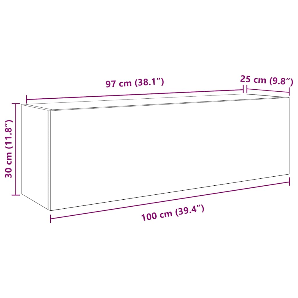 Badkamerwandkast 100x25x30 cm bewerkt hout gerookt eikenkleurig