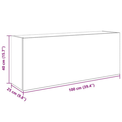 Badkamerwandkast 100x25x40 cm bewerkt hout betongrijs