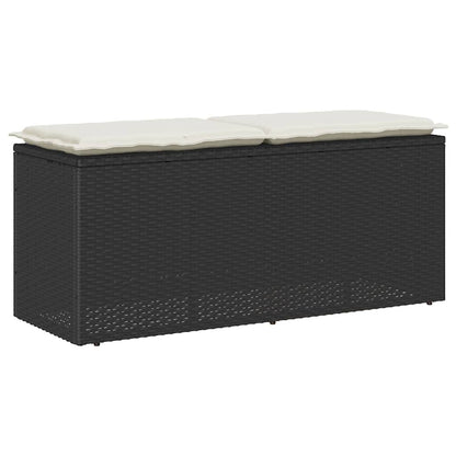 Tuinbank met kussen 110x40x44 cm poly rattan zwart