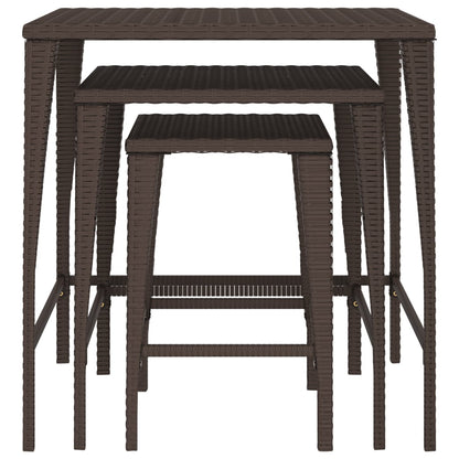 Tuintafeltjesset 3 st poly rattan bruin