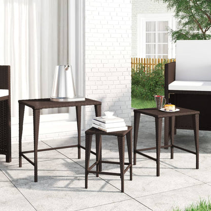 Tuintafeltjesset 3 st poly rattan bruin