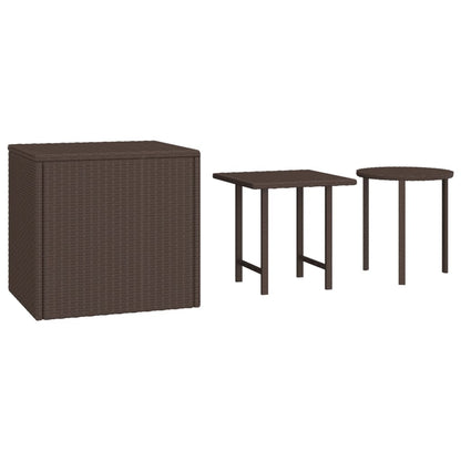 Tuinbijzettafels 3 st poly rattan bruin