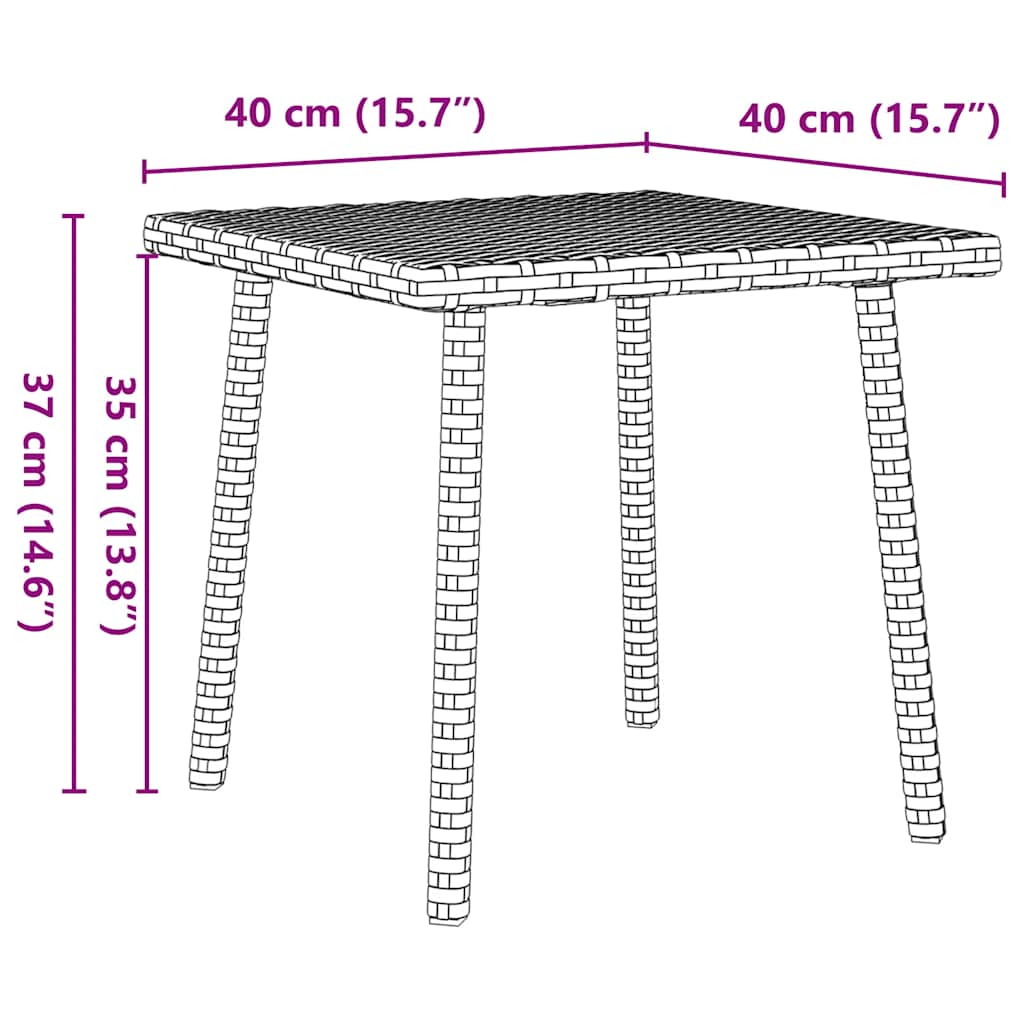 Tuin salontafel rechthoekig 40x40x37 cm poly rattan zwart