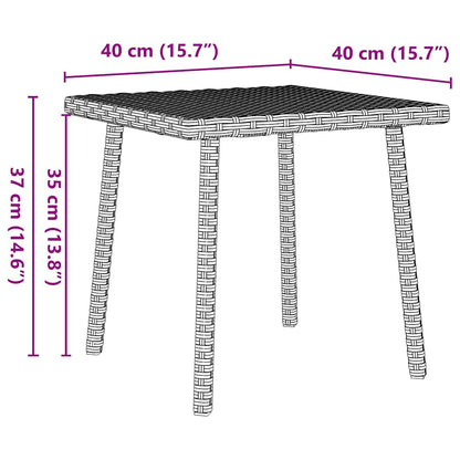 Tuin salontafel rechthoekig 40x40x37 cm poly rattan lichtgrijs