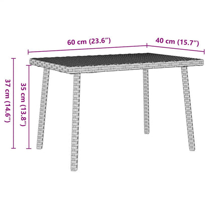 Tuin salontafel rechthoekig 60x40x37 cm poly rattan lichtgrijs