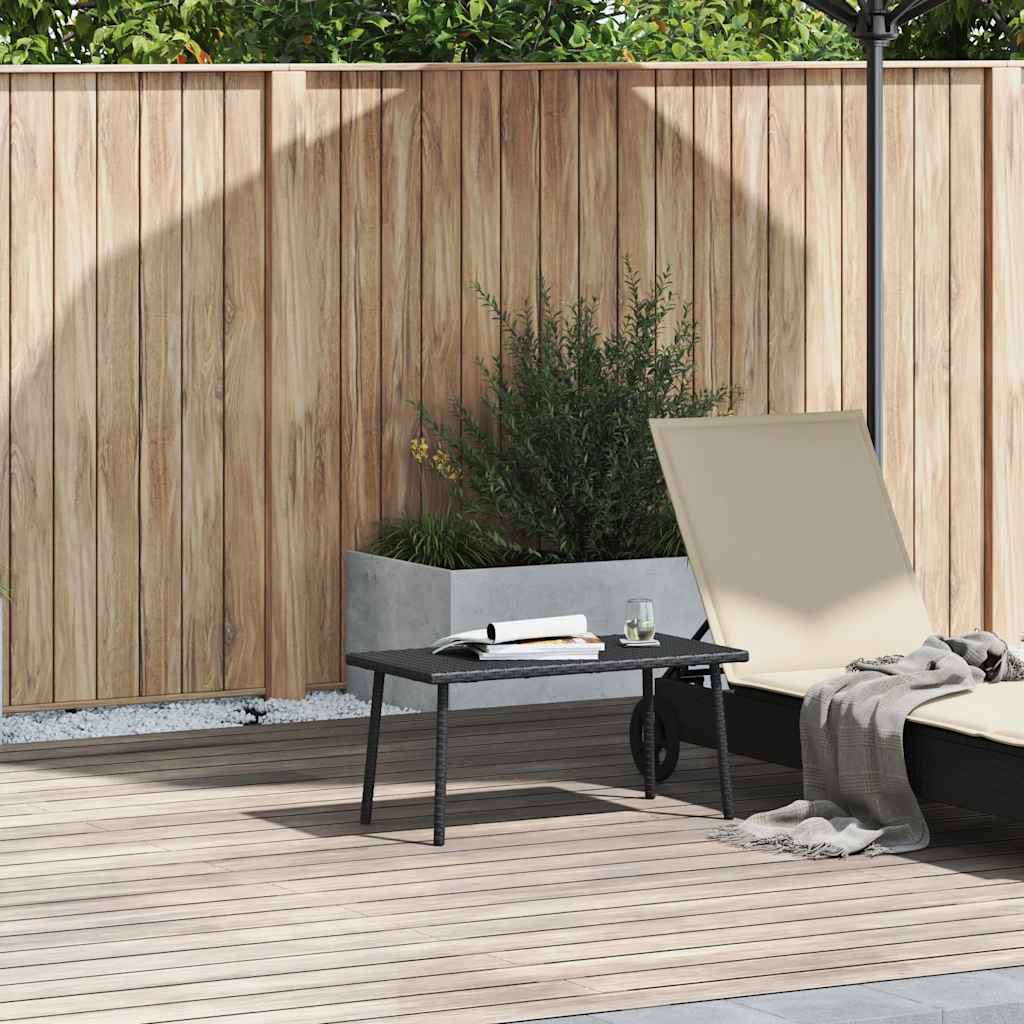 Tuin salontafel rechthoekig 80x40x37 cm poly rattan zwart