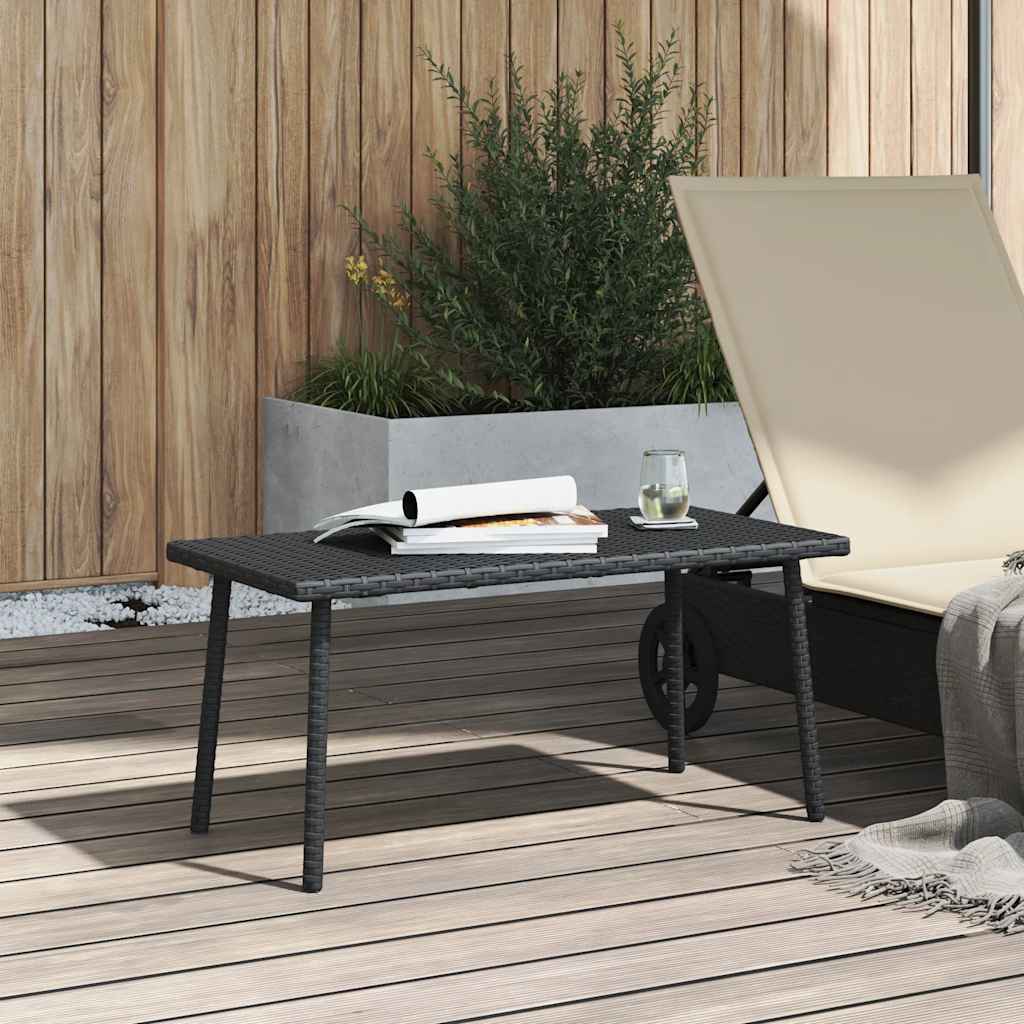 Tuin salontafel rechthoekig 80x40x37 cm poly rattan zwart