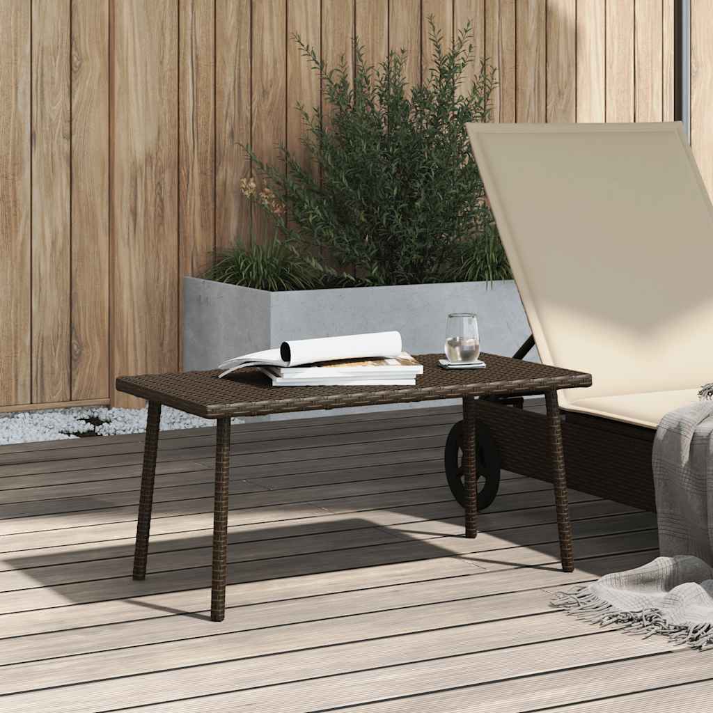 Tuin salontafel rechthoekig 80x40x37 cm poly rattan bruin