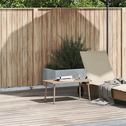 Tuin salontafel rechthoekig 80x40x37 cm poly rattan beige