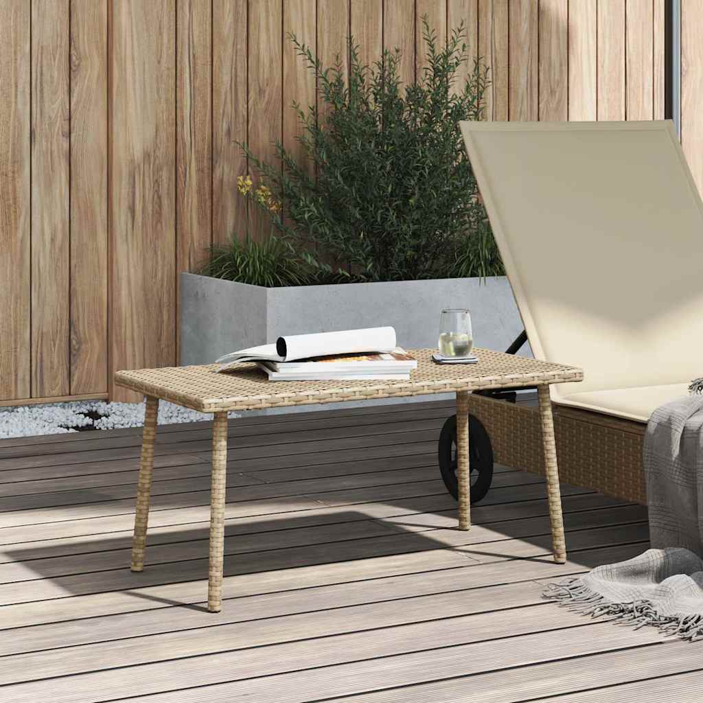 Tuin salontafel rechthoekig 80x40x37 cm poly rattan beige