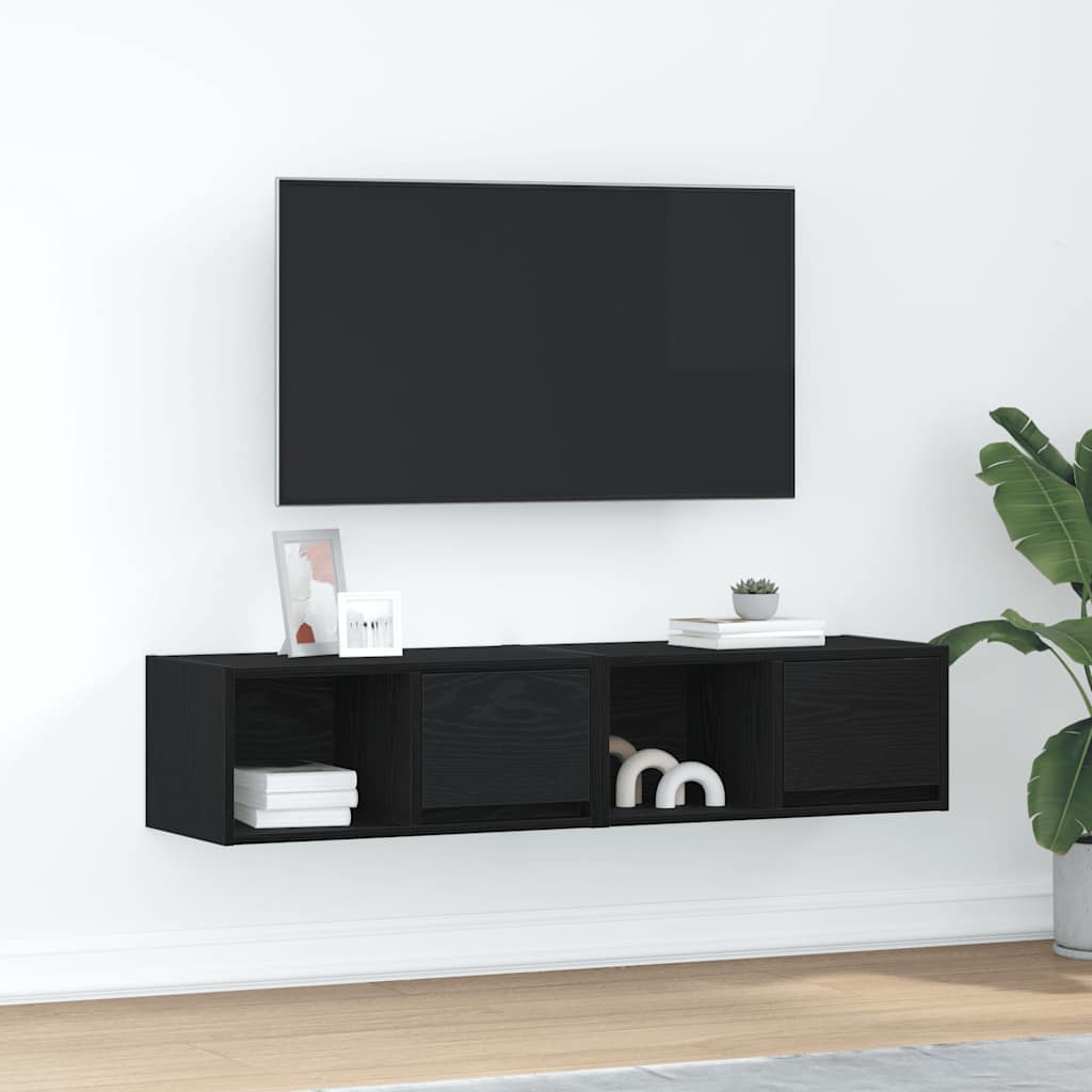 Tv-kasten 60x31x25,5 cm spaanplaat zwart eikenkleurig