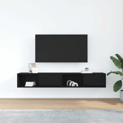 Tv-kasten 2 st 80x31x25,5 cm spaanplaat zwart eikenkleurig