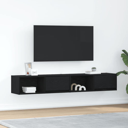 Tv-kasten 2 st 80x31x25,5 cm spaanplaat zwart eikenkleurig