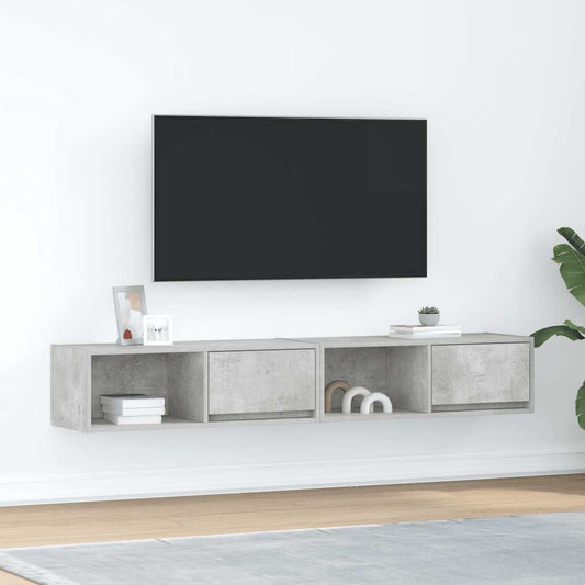 Tv-meubels 2 st 80x31x25,5 cm bewerkt hout betongrijs